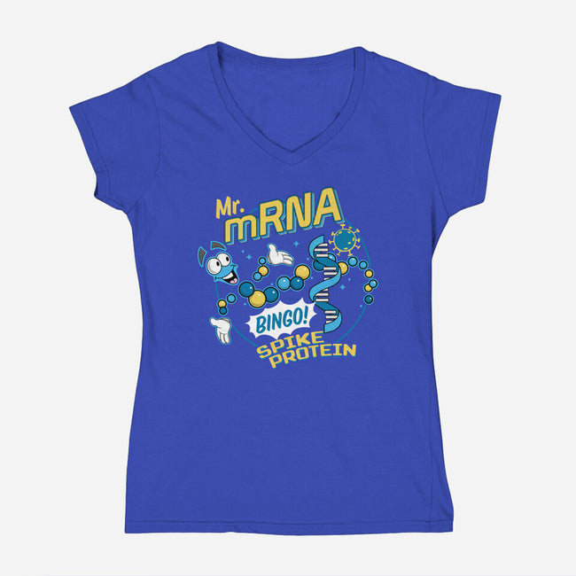 Mr. MRNA-womens v-neck tee-DeepFriedArt