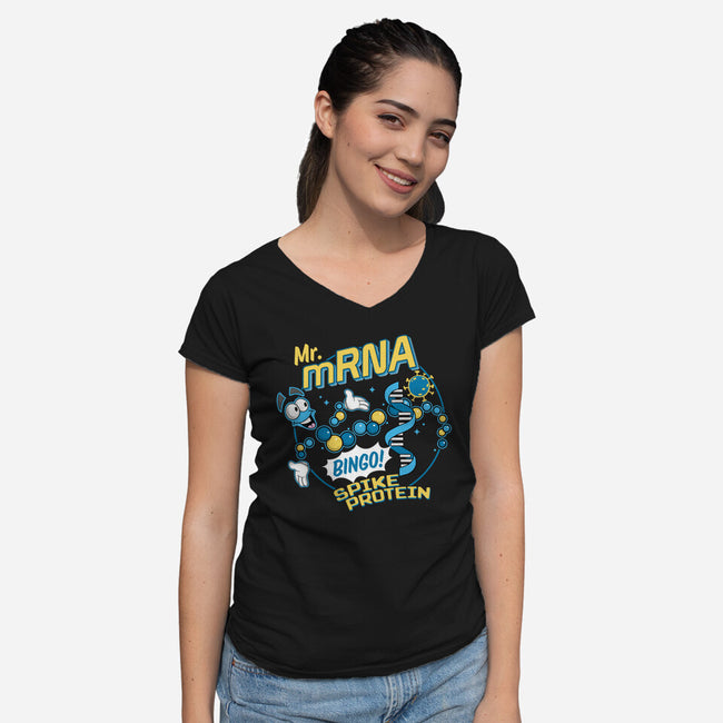 Mr. MRNA-womens v-neck tee-DeepFriedArt