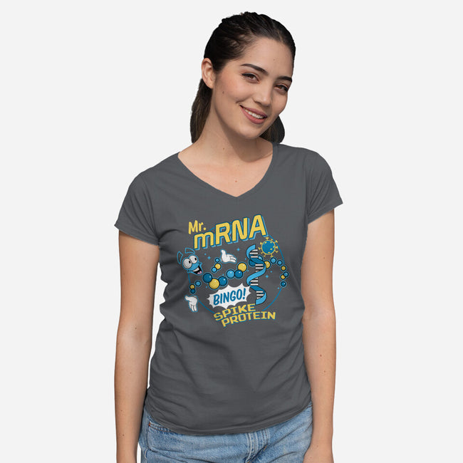 Mr. MRNA-womens v-neck tee-DeepFriedArt