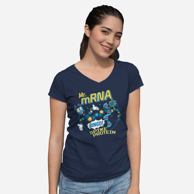 Mr. MRNA-womens v-neck tee-DeepFriedArt