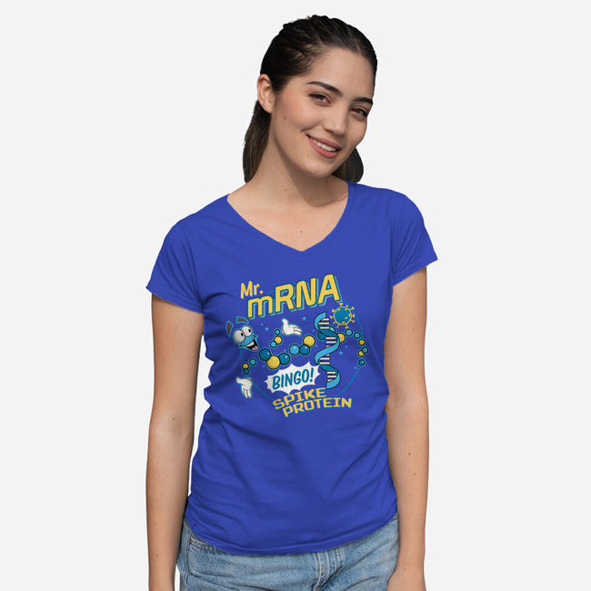Mr. MRNA-womens v-neck tee-DeepFriedArt
