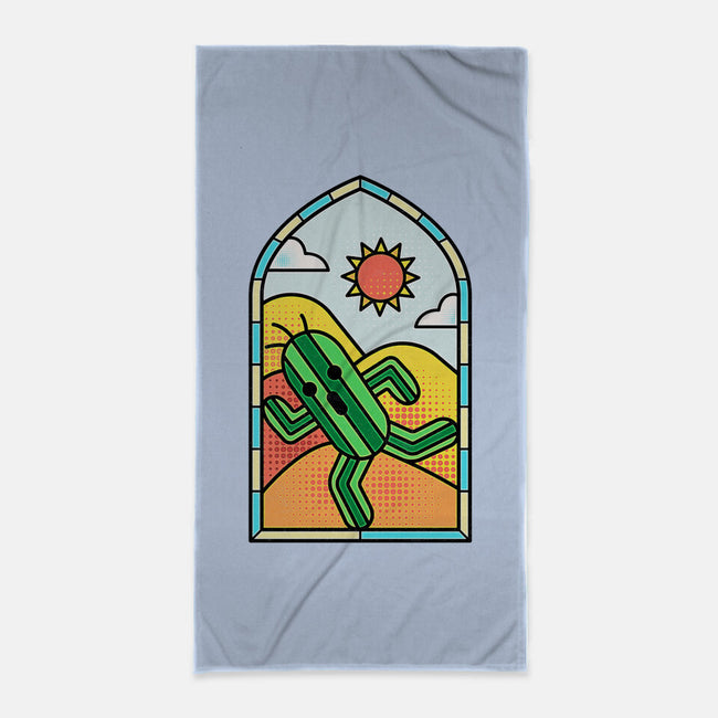 Stained Glass Cactuar-none beach towel-Logozaste