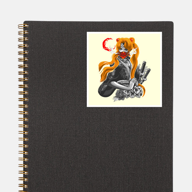 Moon Samurai-none glossy sticker-heydale