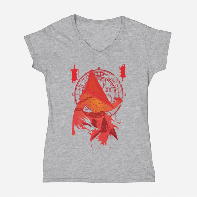 Red Pyramid Thing-womens v-neck tee-SwensonaDesigns