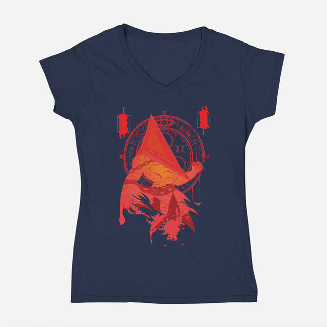 Red Pyramid Thing-womens v-neck tee-SwensonaDesigns