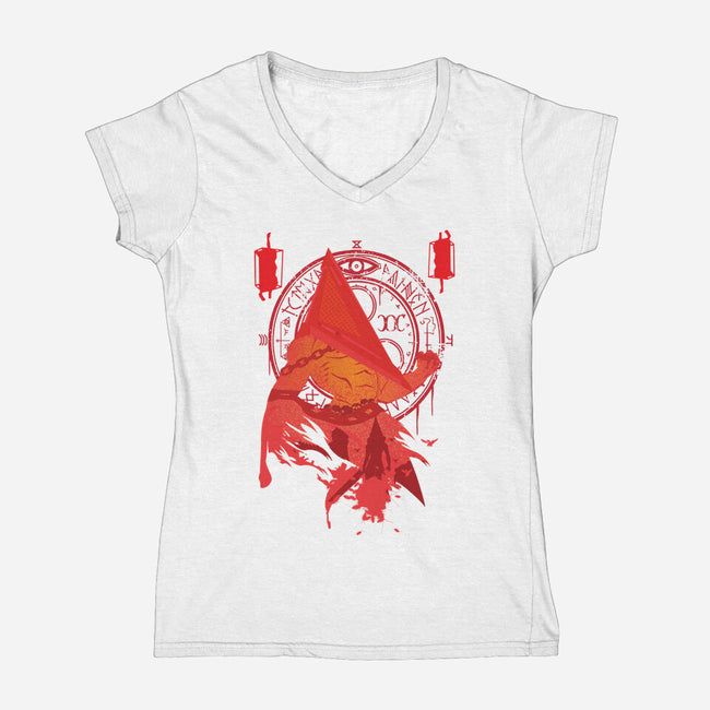 Red Pyramid Thing-womens v-neck tee-SwensonaDesigns