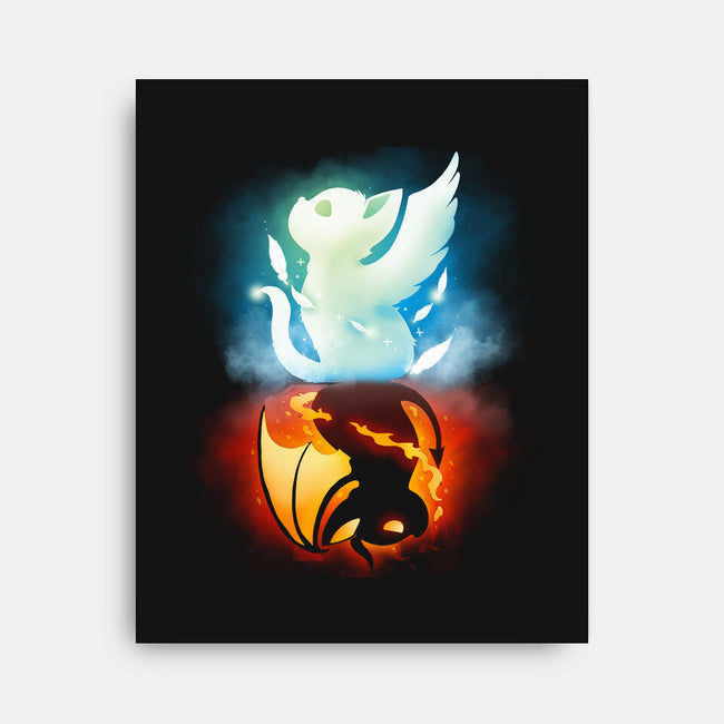 Angel Devil Cat-none stretched canvas-Vallina84