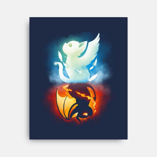 Angel Devil Cat-none stretched canvas-Vallina84