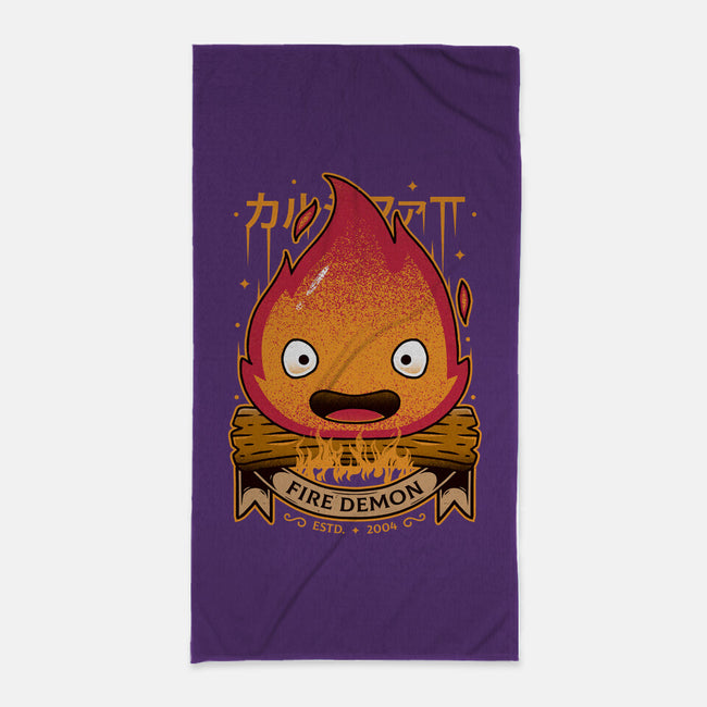 A Fire Demon-none beach towel-Alundrart