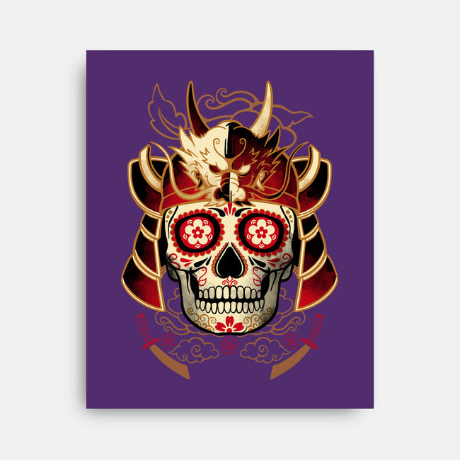Samurai Calavera Skull-none stretched canvas-NemiMakeit