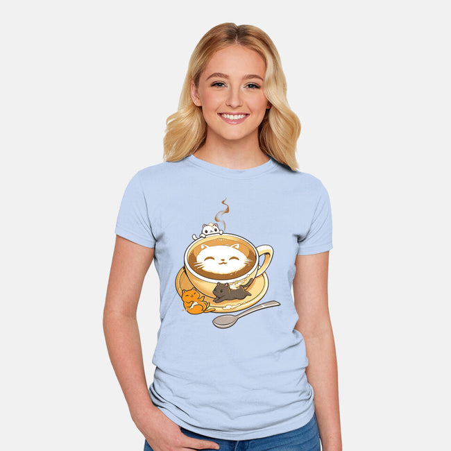Latte Cat-womens fitted tee-tobefonseca