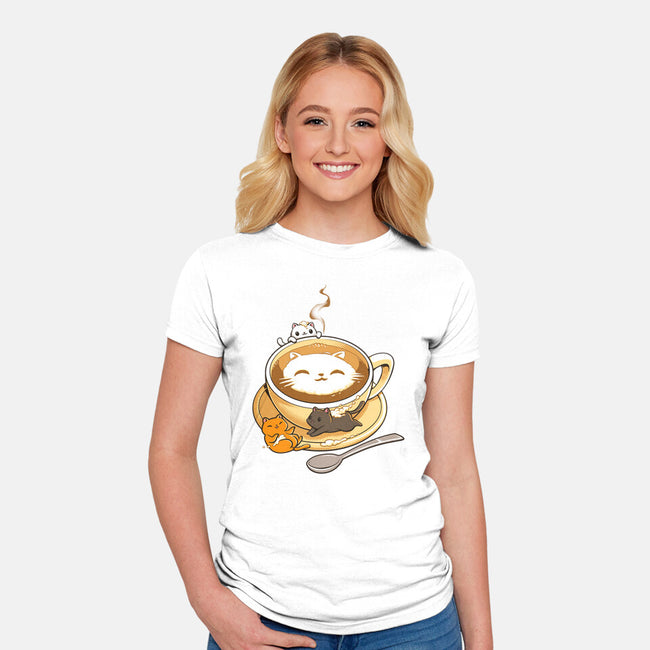 Latte Cat-womens fitted tee-tobefonseca