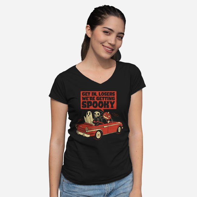 Getting Spooky-womens v-neck tee-DinoMike