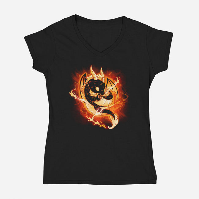 Dragon Fire-womens v-neck tee-Vallina84