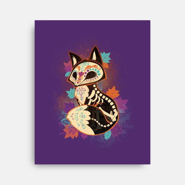 Skeleton Fox-none stretched canvas-ricolaa
