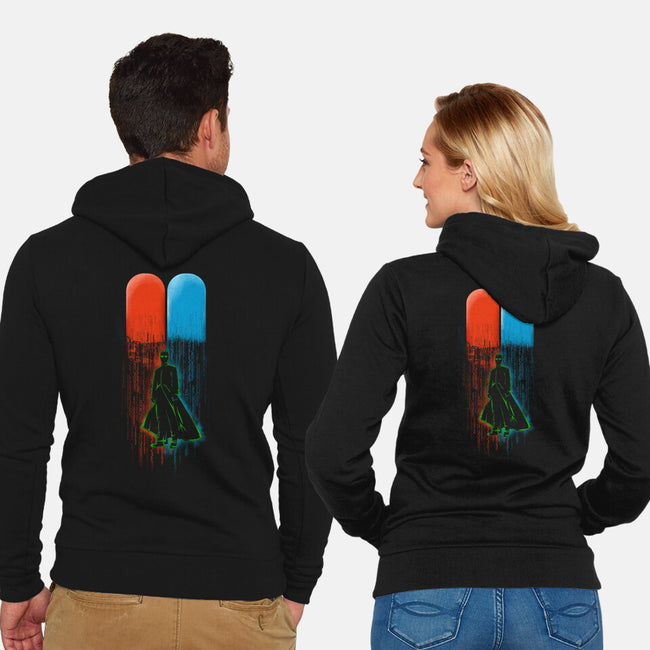 Red Pill Blue Pill-unisex zip-up sweatshirt-Wookie Mike