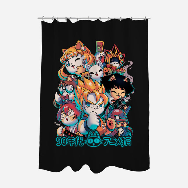 90's Anime Neko-none polyester shower curtain-Corgibutt