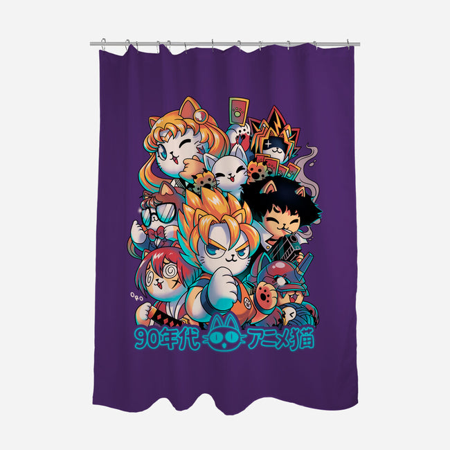 90's Anime Neko-none polyester shower curtain-Corgibutt