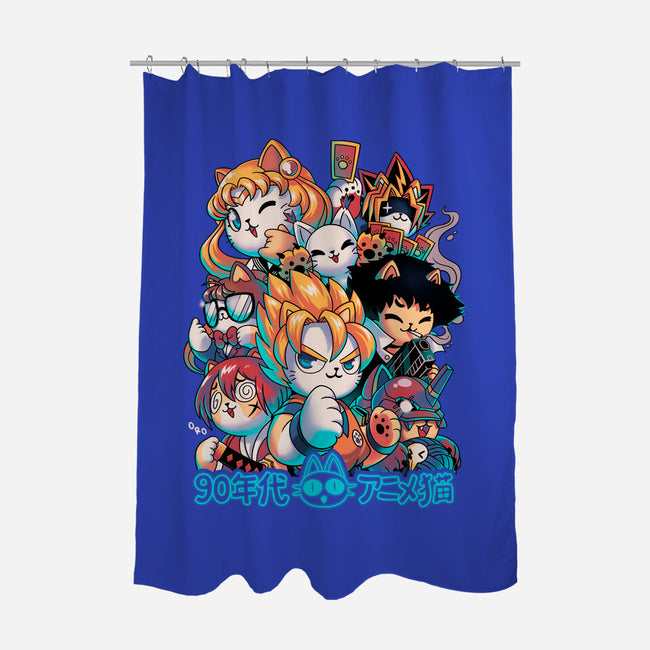 90's Anime Neko-none polyester shower curtain-Corgibutt