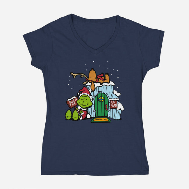 Grinch Nuts-womens v-neck tee-Boggs Nicolas