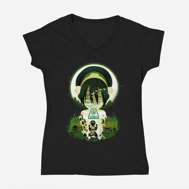 Earthbender Landscape-womens v-neck tee-dandingeroz