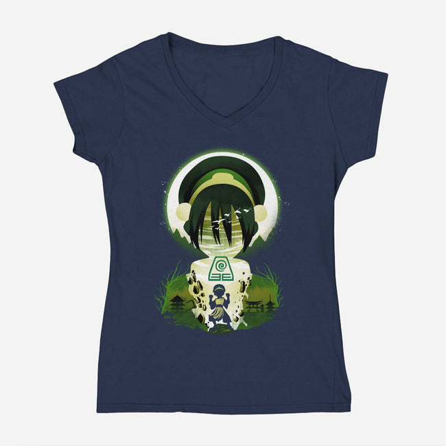 Earthbender Landscape-womens v-neck tee-dandingeroz