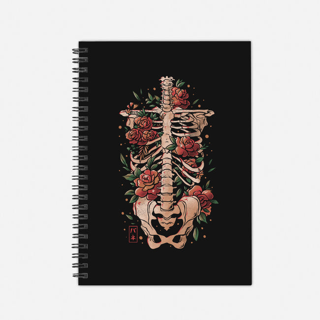 Bones And Flowers-none dot grid notebook-eduely