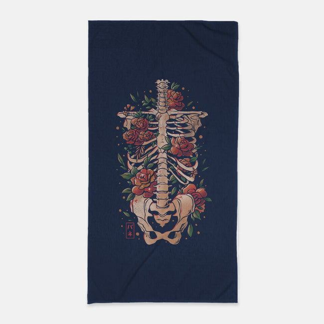 Bones And Flowers-none beach towel-eduely