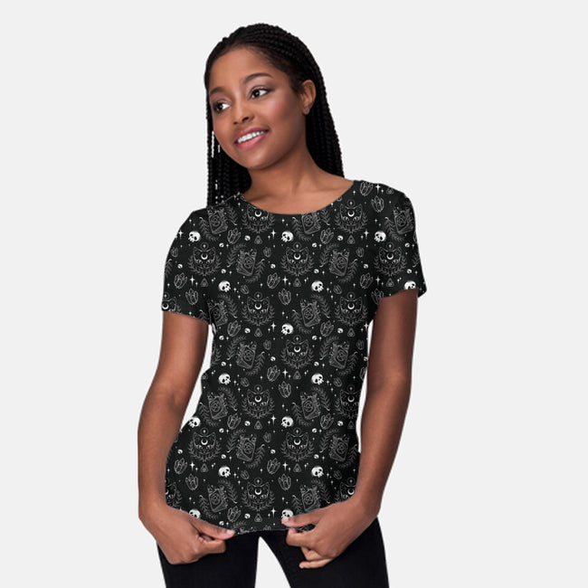 Lunar Spells-womens all over print crew neck tee-ChocolateRaisinFury
