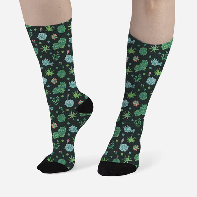 Succulents-unisex all over print crew socks-Kat_Haynes