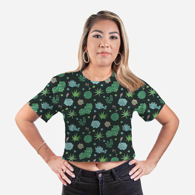Succulents-womens all over print cropped tee-Kat_Haynes