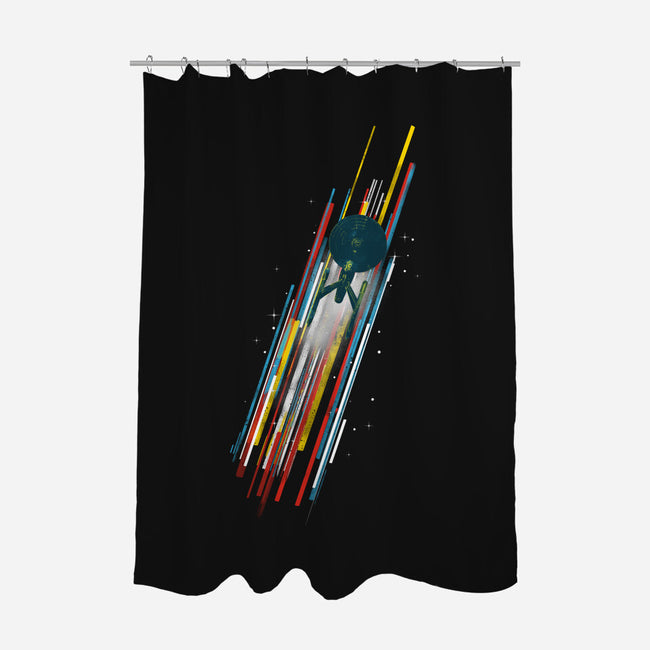 Warp Speed-none polyester shower curtain-kharmazero
