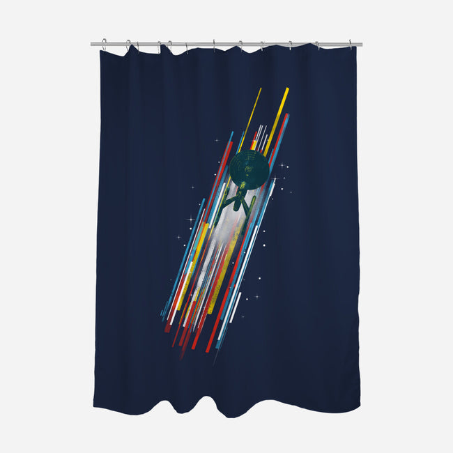 Warp Speed-none polyester shower curtain-kharmazero