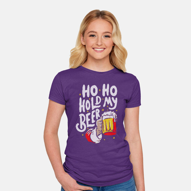Ho Ho Hold My Beer-womens fitted tee-eduely