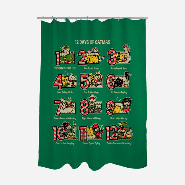 12 Days Of Catmas-none polyester shower curtain-krisren28