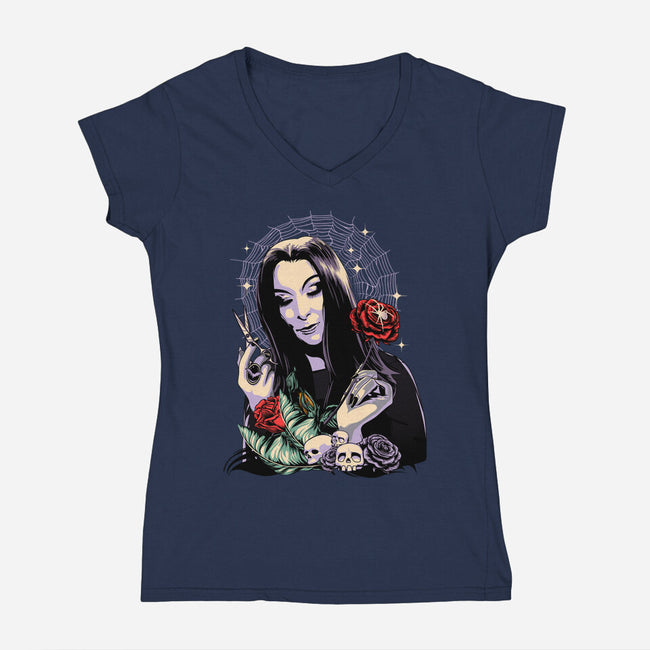 Sweet Morticia-womens v-neck tee-heydale