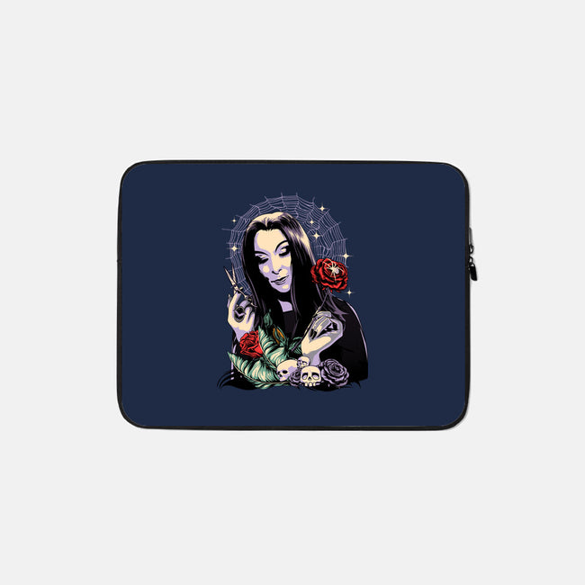 Sweet Morticia-none zippered laptop sleeve-heydale
