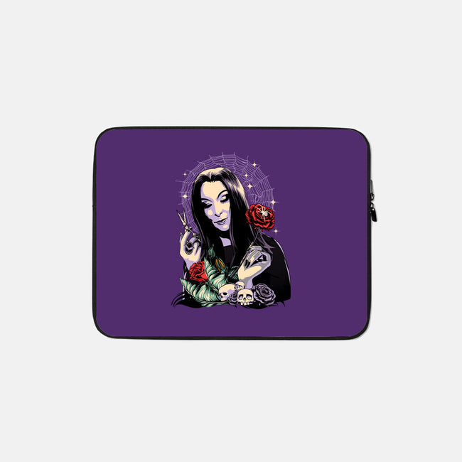 Sweet Morticia-none zippered laptop sleeve-heydale