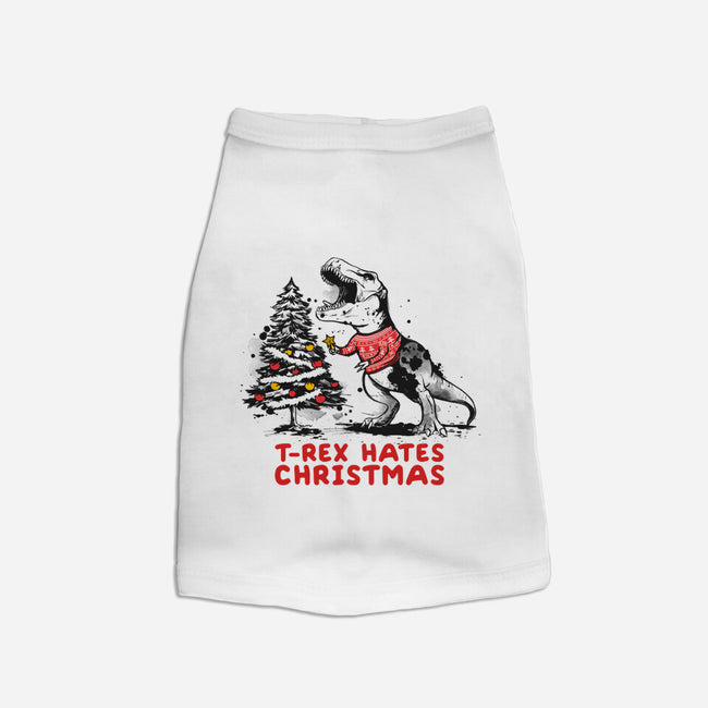 T-Rex Hates Christmas-cat basic pet tank-NemiMakeit