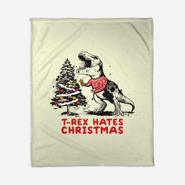 T-Rex Hates Christmas-none fleece blanket-NemiMakeit