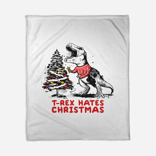 T-Rex Hates Christmas-none fleece blanket-NemiMakeit