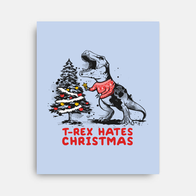 T-Rex Hates Christmas-none stretched canvas-NemiMakeit