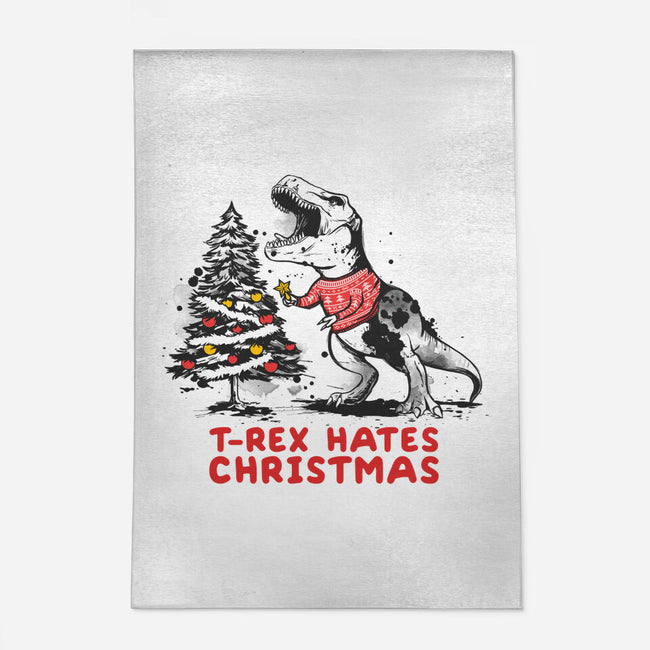 T-Rex Hates Christmas-none outdoor rug-NemiMakeit
