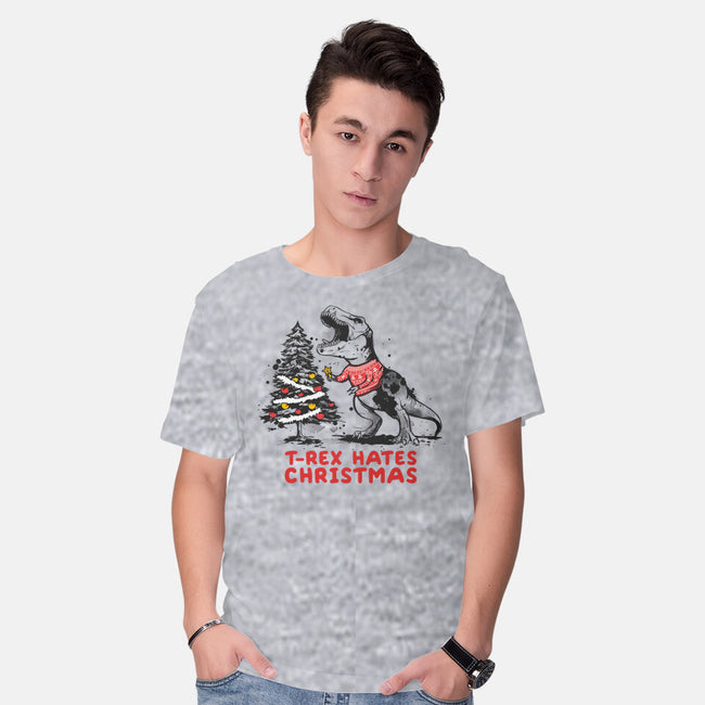 T-Rex Hates Christmas-mens basic tee-NemiMakeit