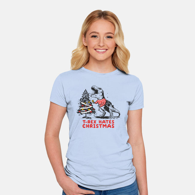 T-Rex Hates Christmas-womens fitted tee-NemiMakeit