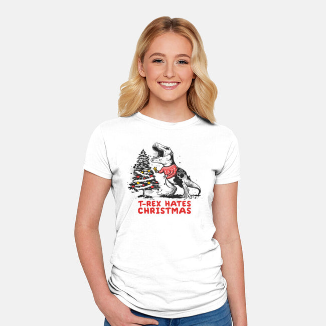 T-Rex Hates Christmas-womens fitted tee-NemiMakeit