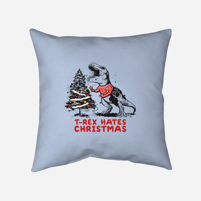 T-Rex Hates Christmas-none removable cover throw pillow-NemiMakeit