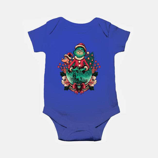 Too Grumpy For Christmas-baby basic onesie-glitchygorilla