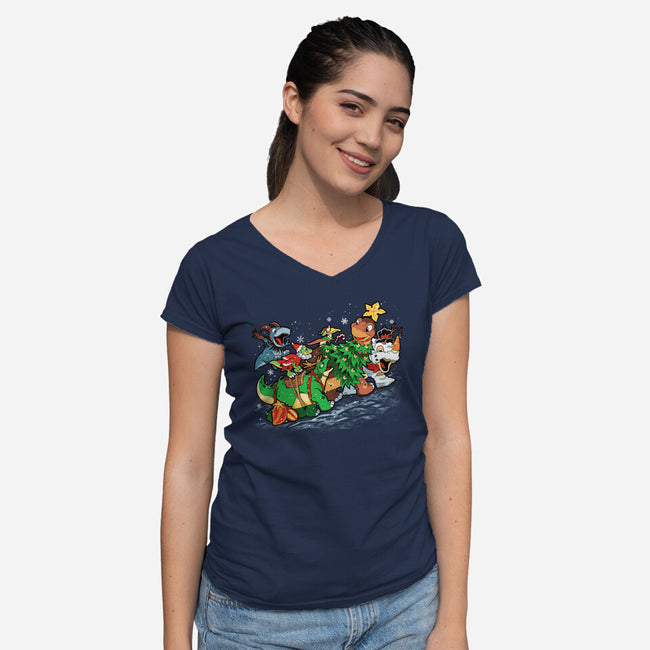 Land Before Christmastime-womens v-neck tee-PrimePremne