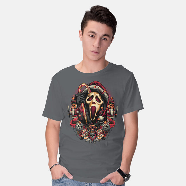 Holidays At Woodsboro-mens basic tee-glitchygorilla